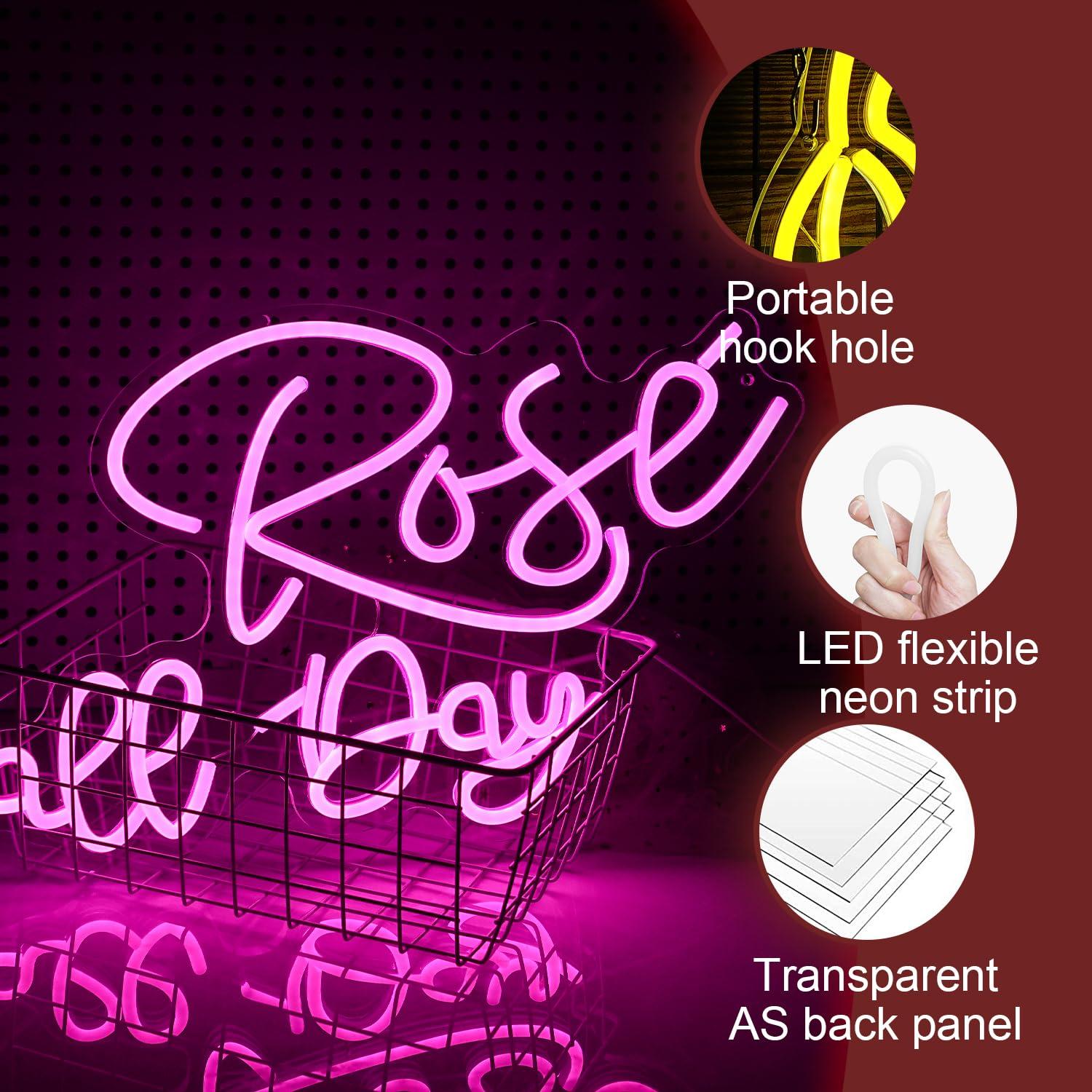 Rose All Day Neon Sign Dimmabl - Lighting Decor Wedding 评论和价格