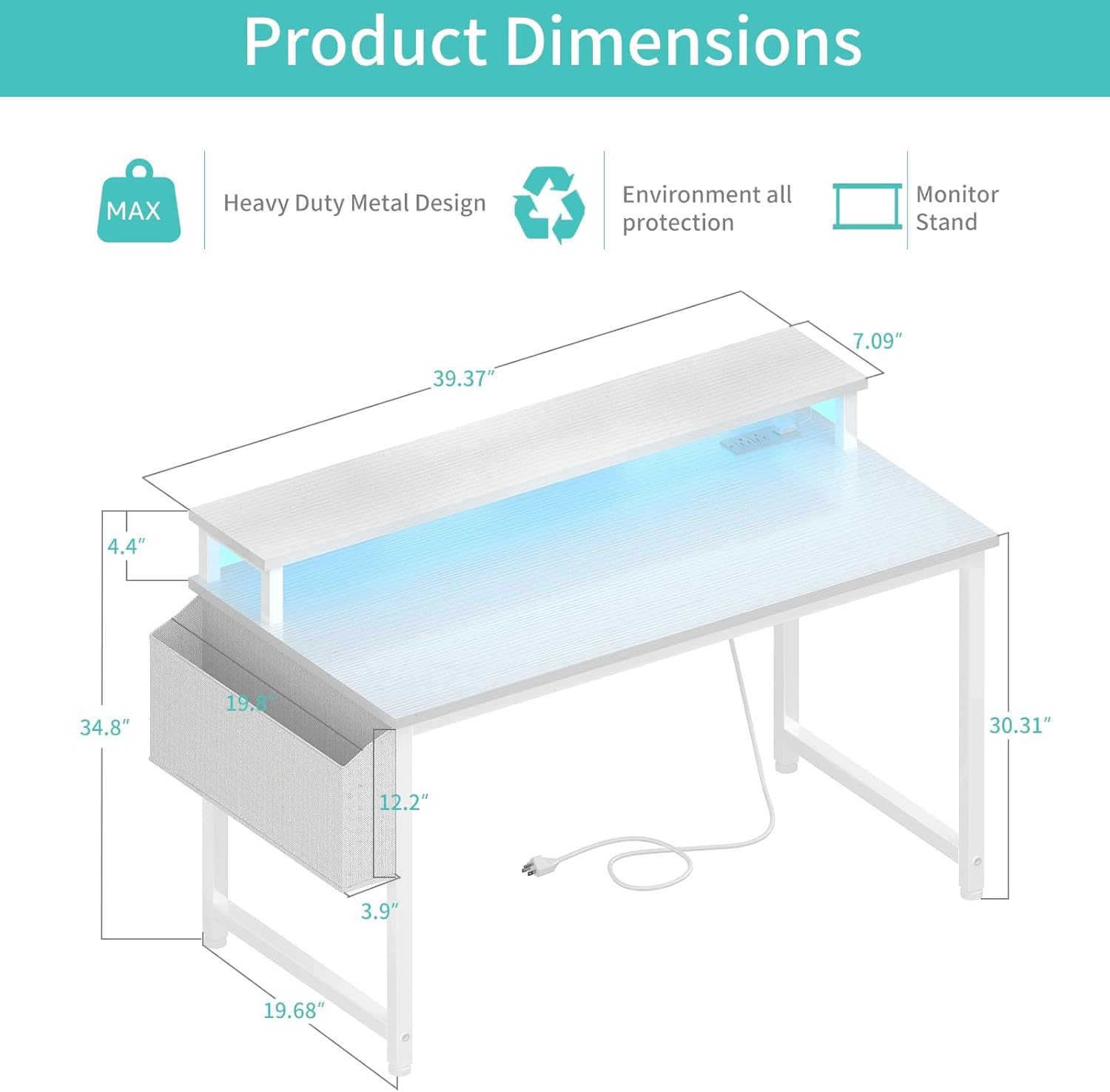 40 Inch Computer Desk with LED - Home Lighting & Decor St Catharines On 评论和价格