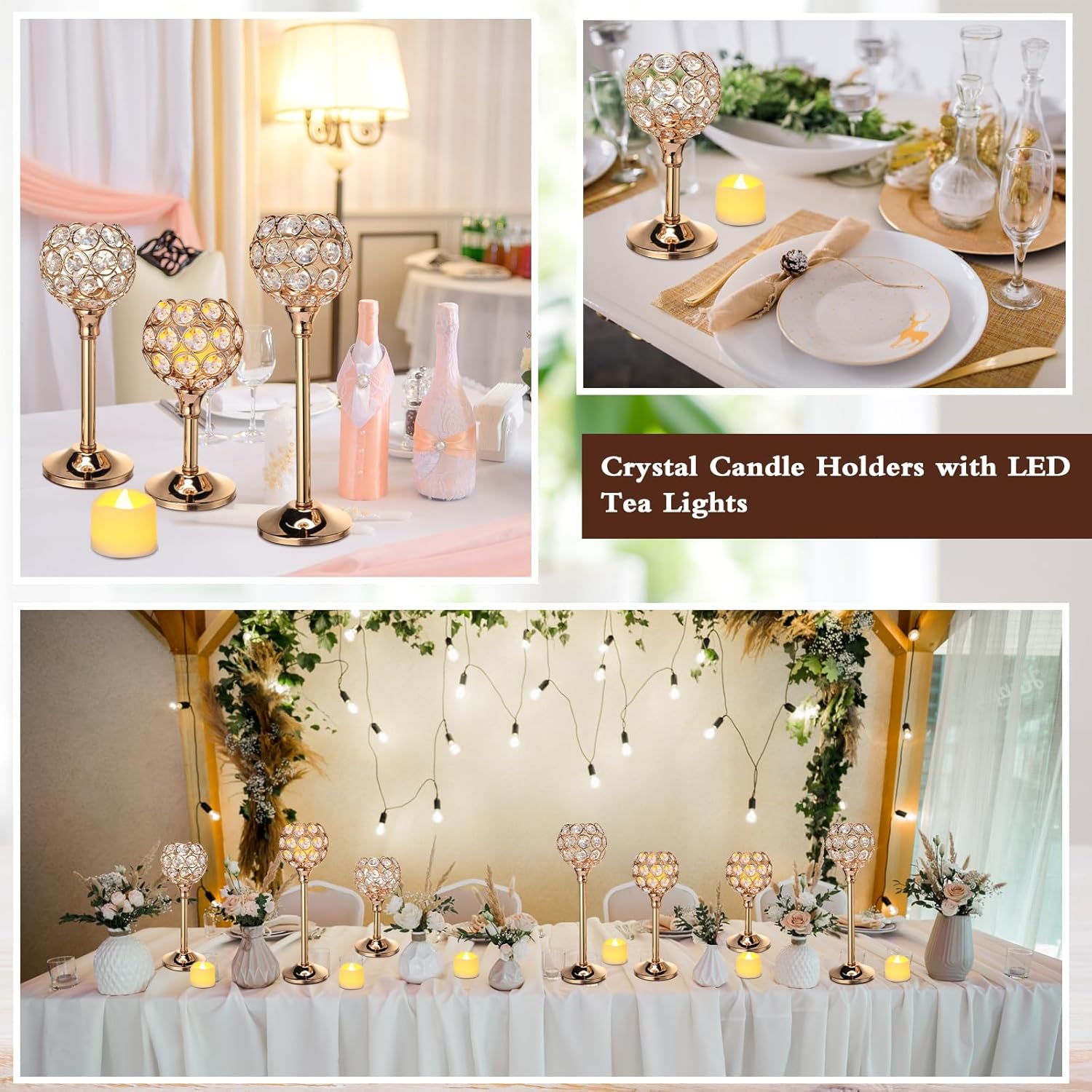 42 Pcs Crystal Candle Holders  - Lighting Decor Wedding 评论和价格