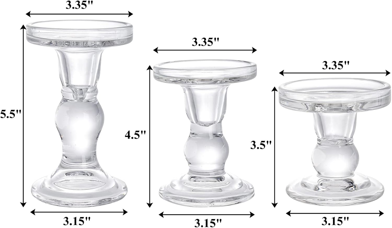 Set of 6 Clear Glass Candle Ho - Candle Holder Set 评论和价格