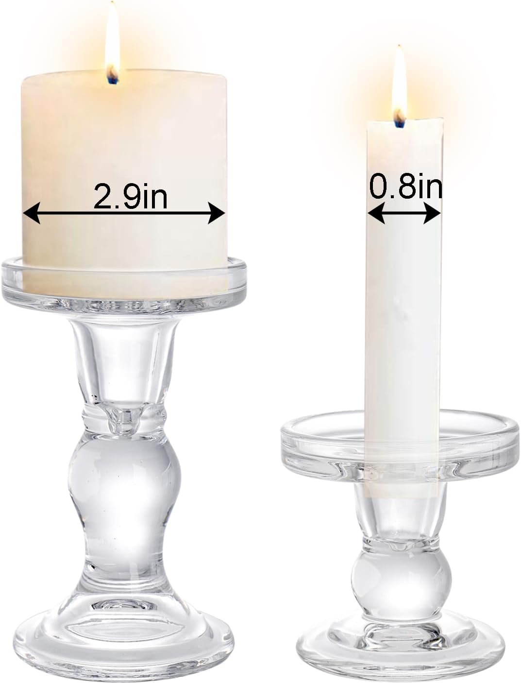Set of 6 Clear Glass Candle Ho - Candle Holder Set 评论和价格