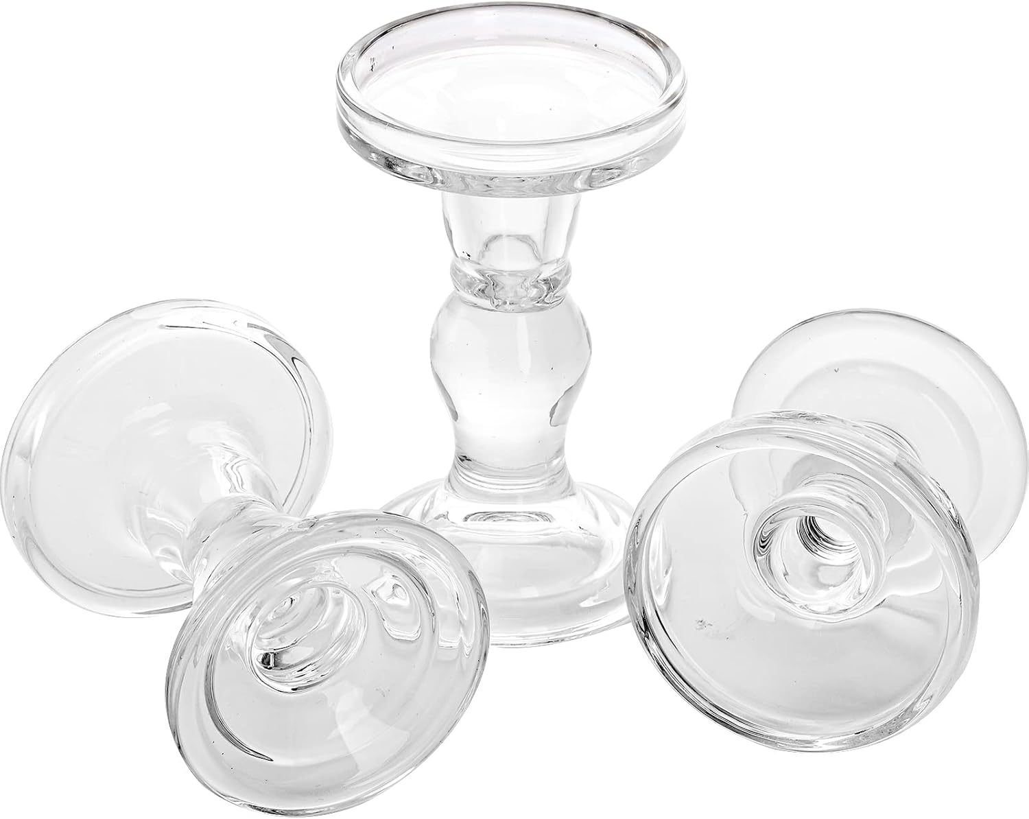 Set of 6 Clear Glass Candle Ho - Candle Holder Set 评论和价格