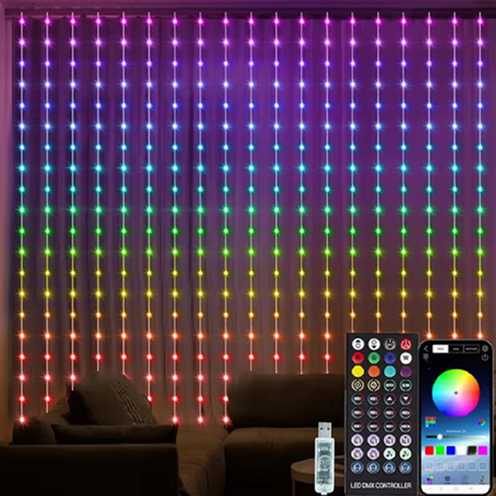 3M RGB Smart LED Curtain Light - Lighting Decor Wedding 评论和价格