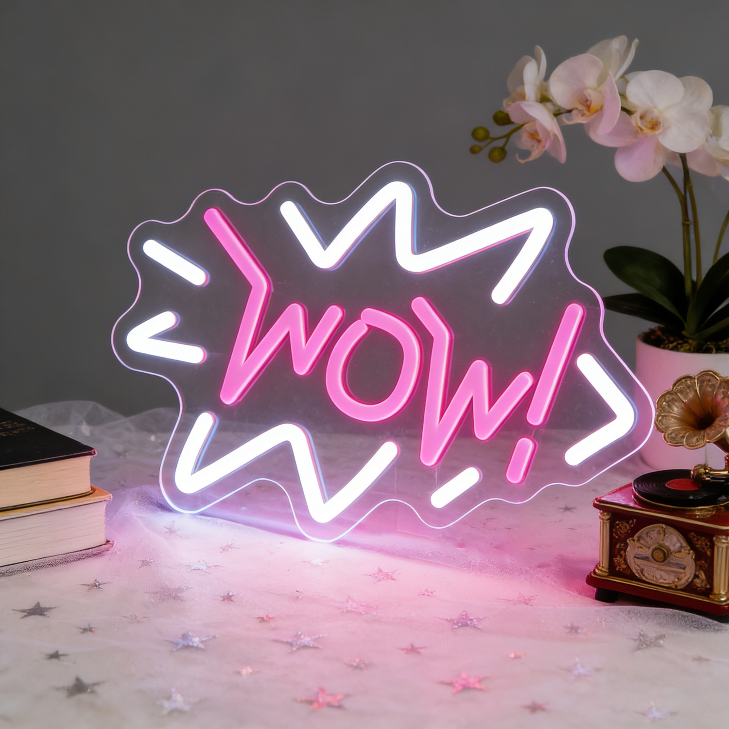 WOW Neon Sign LED Wave Design  - Lighting Decor Wow 评论和价格