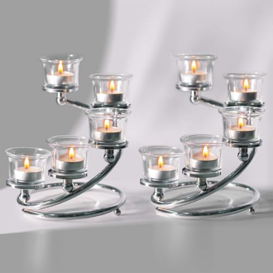 5-Piece Glass Tea Light Candle - Candle Holder Set 评论和价格