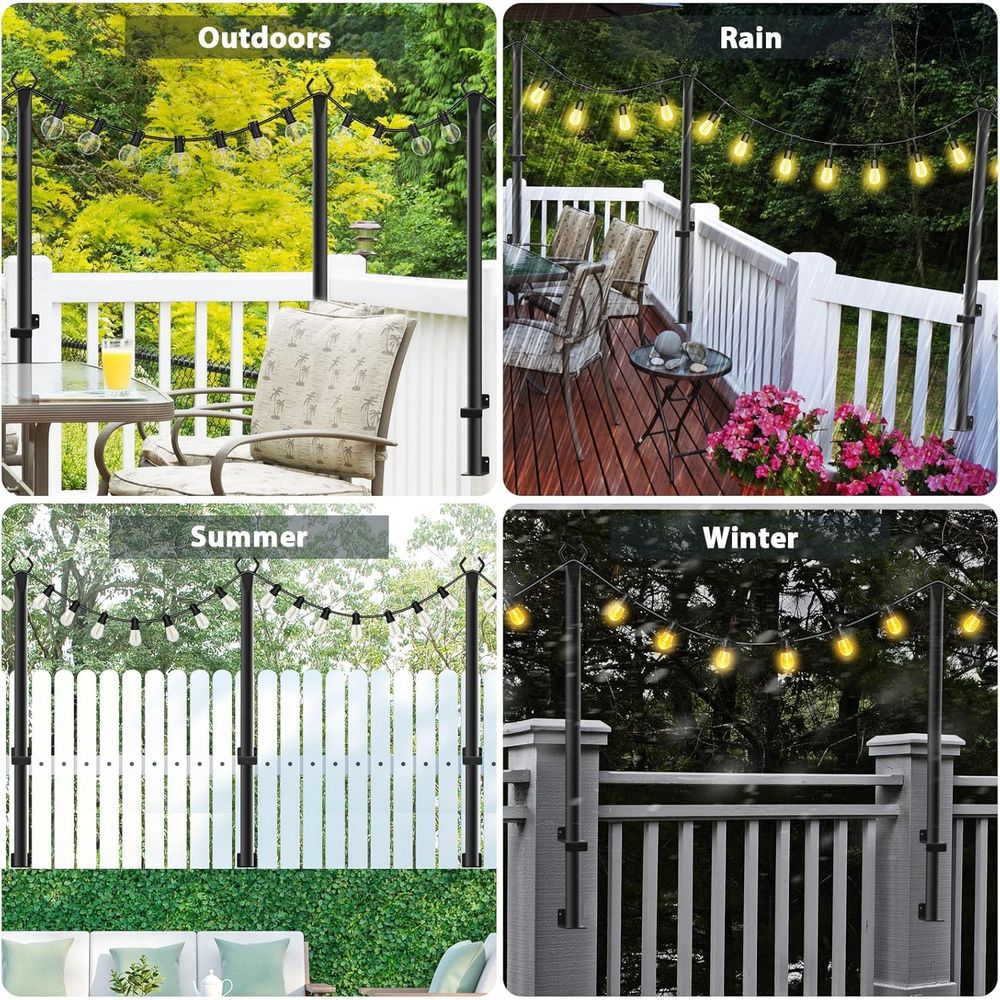 4 Pack String Light Poles,5t M - String Light Outdoor 评论和价格