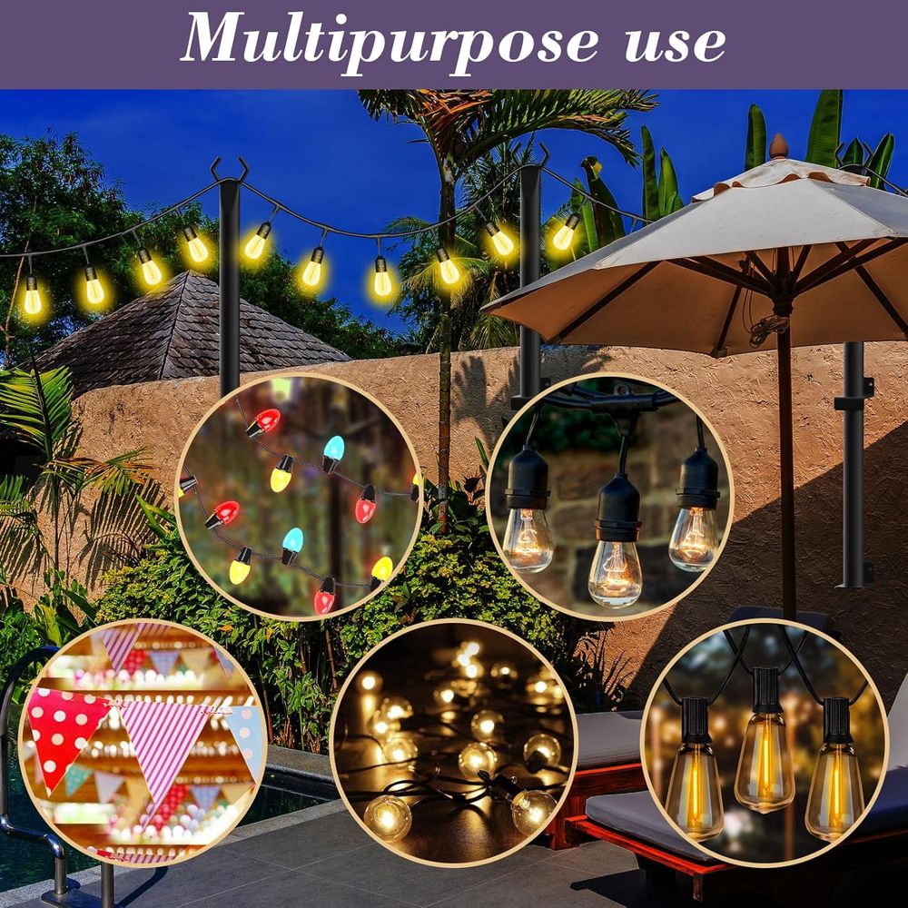4 Pack String Light Poles,5t M - String Light Outdoor 评论和价格