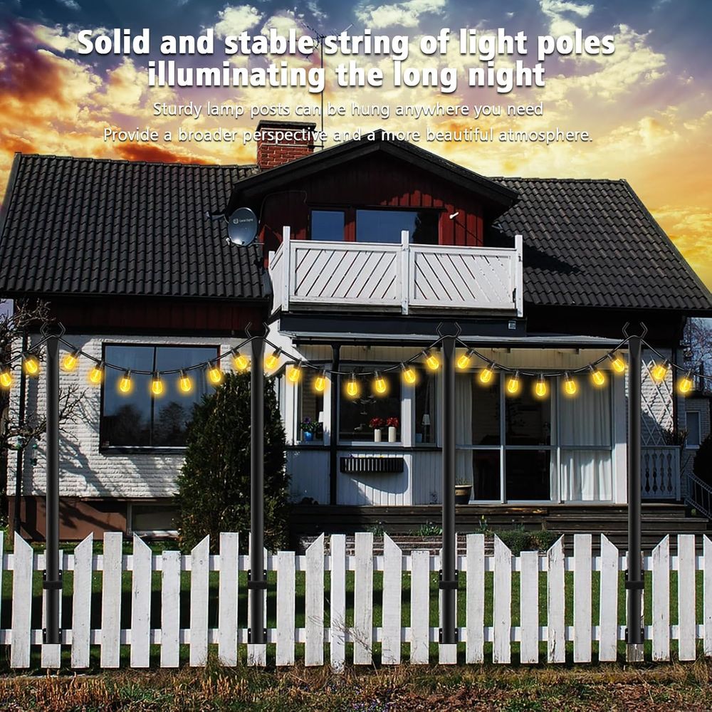 4 Pack String Light Poles,5t M - String Light Outdoor 评论和价格