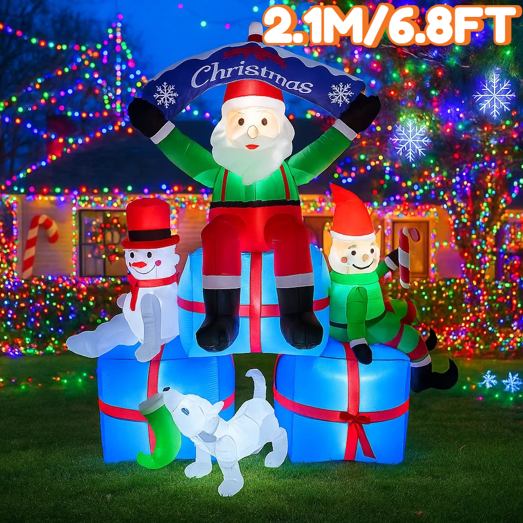 2.1M/6.8FT Inflatable Santa Cl - Santa'S Elves Holiday Lighting & Decor Llc 评论和价格