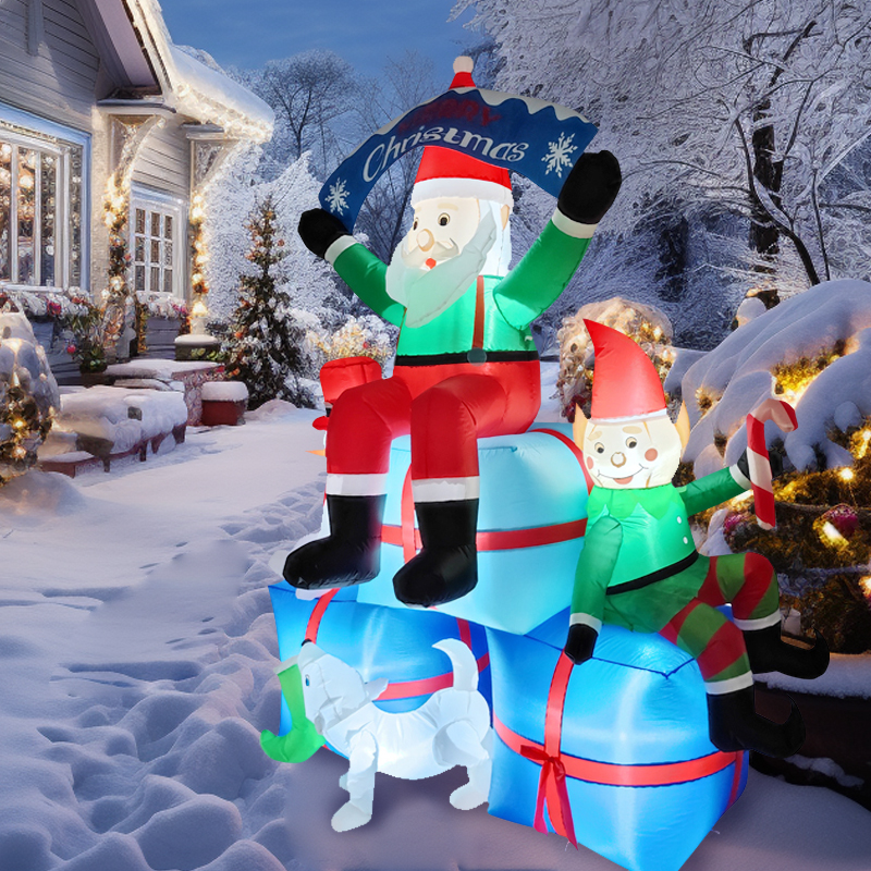 2.1M/6.8FT Inflatable Santa Cl - Santa'S Elves Holiday Lighting & Decor Llc 评论和价格
